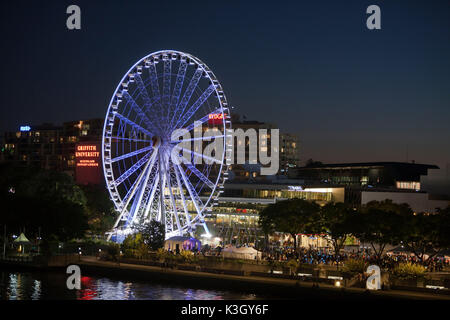 Illuminated Ferris Wheel on South Bank, Brisbane, Australia Stock Photo