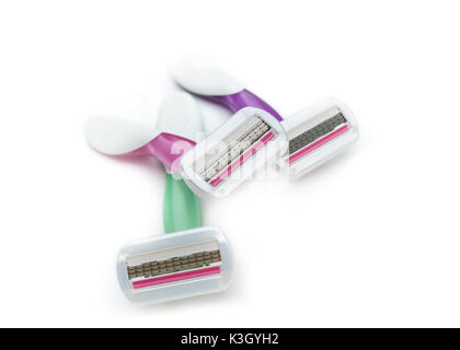 Ladies razors on a white background. Stock Photo