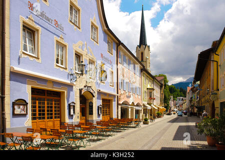 Garmisch-Partenkirchen, Ludwigstrasse at the district Partenkirchen, historical houses Stock Photo