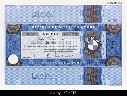 Stock of the company BMW, Bayerische Motoren Werke AG , Munich Stock Photo