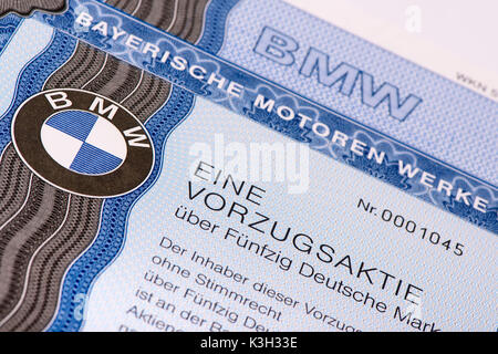 Stock of the company BMW, Bayerische Motorenwerke Munich Stock Photo