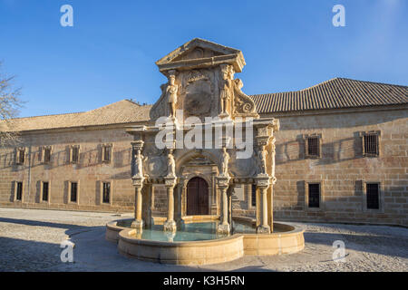 Spain, Jaen province, Baeza City, UNESCO World Heritage, Santa Maria Fountain, Stock Photo