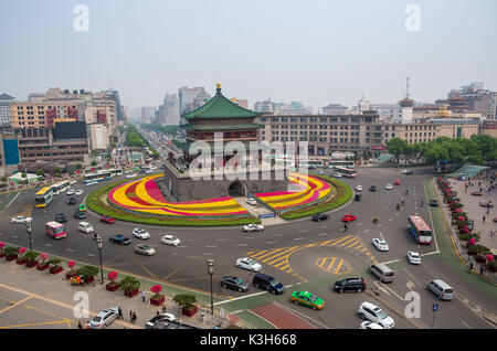 China, Shaanxi Province, Xi´an City, The Bell Tower Stock Photo