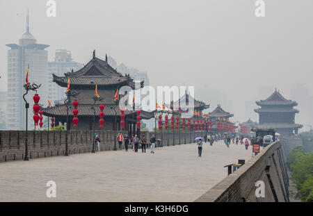 China, Shaanxi Province, Xi´an City, Xi´an City Wall Stock Photo