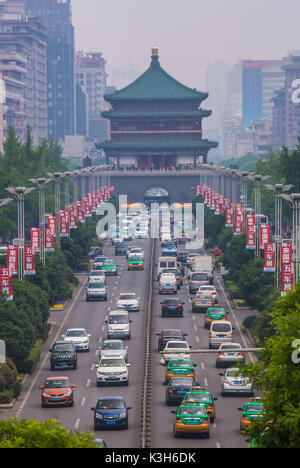 China, Shaanxi Province, Xi´an City, The Bell Tower Stock Photo