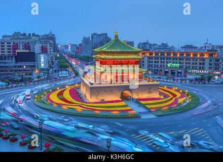 China, Shaanxi Province, Xi´an City, The Bell Tower Stock Photo