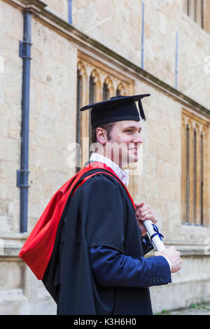 England, Oxfordshire, Oxford, Student Dressed in Graduation Gown Stock Photo