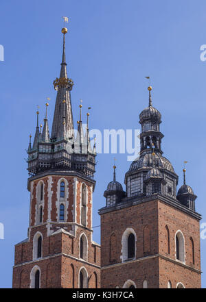 Poland, Krakow City, Market Square, St. Mary's Basilica, Marianska Tower