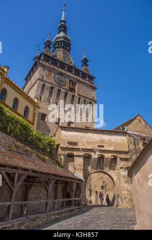 Romania, Mures County, Sighisoara City, The Citadel, Clock Tower Stock Photo