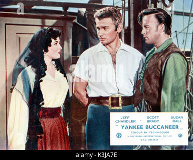 YANKEE BUCCANEER from left - SUZAN BALL, JEFF CHANDLER, SCOTT BRADY YANKEE BUCCANEER Stock Photo