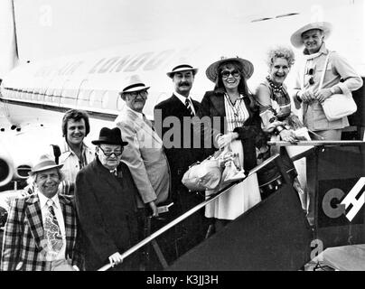 ARE YOU BEING SERVED?  Feature film spin-off of the TV series Some of the Grace Bros staff leave Gatwick for a holiday on the Costa Plonka Stock Photo