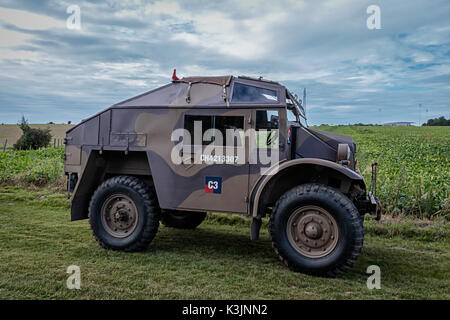 An Old Army Vehicle At The Canadian War Cemetery In Dieppe, Normandy,  France. Stock Photo