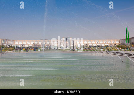 Iran, Central Iran, Esfahan, Naqsh-e Jahan Imam Square, fountains Stock Photo