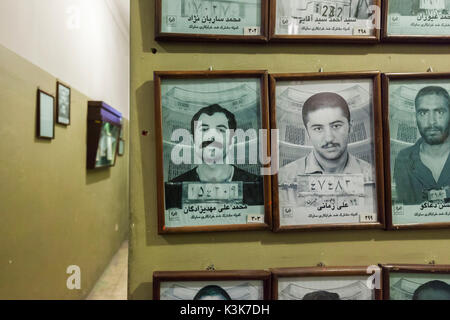 Iran, Tehran, Iran Ebrat Museum, former political prison of the Shah's secret police, SAVAK, photographs of former prisoners Stock Photo