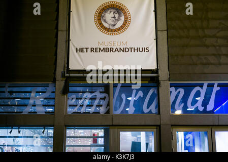 Netherlands, Amsterdam, Rembrandthuis sign, former home of painter Rembrandt Stock Photo