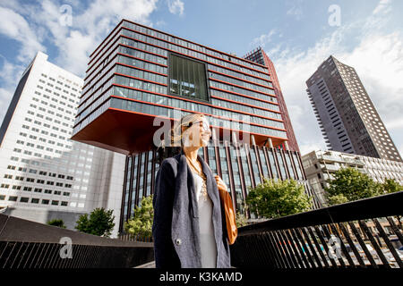 Woman in Rotterdam city Stock Photo