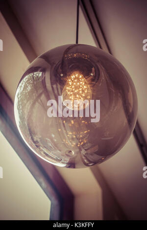 Lamp and electric light bulb in Williamsburg, Brooklyn, New York, USA. Electricity, Idea, 70th, Design, Decoration, light Stock Photo