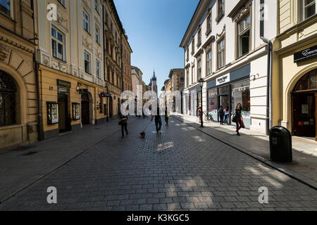 Europe, Poland, Lesser Poland, Cracow / Krakow. St. Florian's Gate and St. Florian's Street. The second largest and one of the oldest cities in Poland Stock Photo