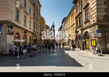 Europe, Poland, Lesser Poland, Cracow / Krakow. St. Florian's Gate and St. Florian's Street. The second largest and one of the oldest cities in Poland Stock Photo