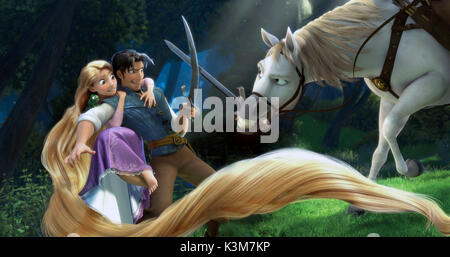 TANGLED aka RAPUNZEL MANDY MOORE voices Rapunzel, ZACHARY LEVI voices Flynn Rider, Maximus TANGLED     Date: 2010 Stock Photo