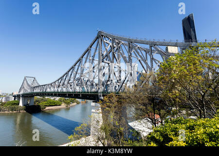 Detail of the Story Bridge, a steel truss cantilever bridge spanning the Brisbane River, in Brisbane, Australia Stock Photo