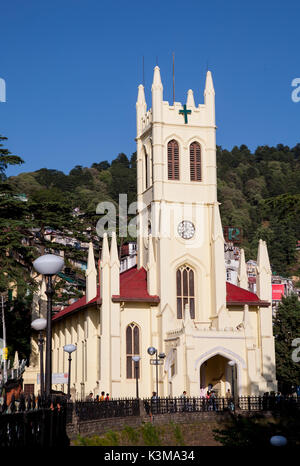 Christ Church in Shimla the Ridge Road, offering magnificent views of the mountain peaks of the earth. Shimla, Himachal Pradesh, India Stock Photo