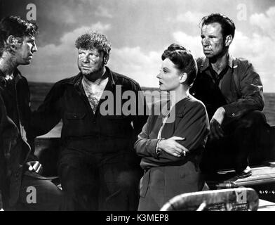 LIFEBOAT [US 1944] Directed by Alfred Hitchcock from left - JOHN HODIAK, WALTER SLEZAK, TALLULAH BANKHEAD, HUME CRONYN,     Date: 1944 Stock Photo