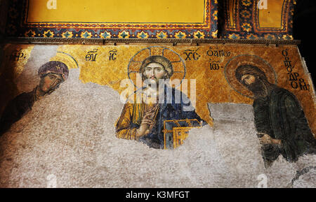 Istanbul,Turkey - on July 02nd, 2015:Byzantine frescoes in Hagia Sophia,Istanbul. Stock Photo