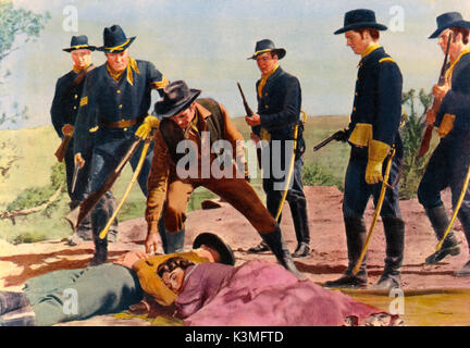 SIEGE AT RED RIVER [US 1954] VAN JOHNSON, JOANNE DRU [on ground]     Date: 1954 Stock Photo