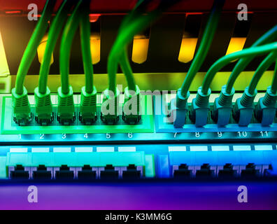 Network switch and ethernet cables,Data Center Concept. Stock Photo