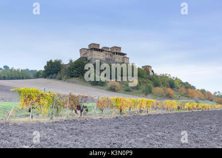 Autumn at the Castle of Torrechiara, Langhirano, Parma district, Emilia Romagna, Italy. Stock Photo