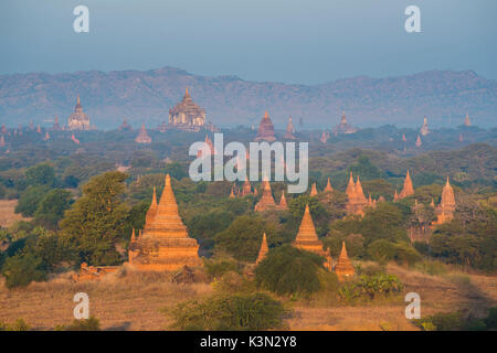 Bagan, Mandalay region, Myanmar (Burma). Pagodas and temples in the early morning. Stock Photo