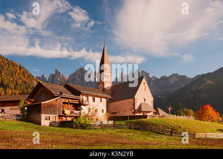 Italy, South Tyrol, Bolzano district, Funes Valley - Church of Santa Maddalena Alta Stock Photo