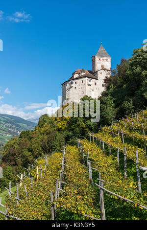 Ponte Gardena / Waidbruck, South Tyrol, Italy. Autumn at Castel Forte Stock Photo