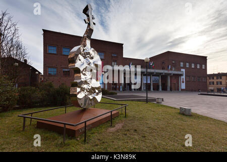 Cremona, Lombardy, Italy. Sculpture at Violin museum Stock Photo