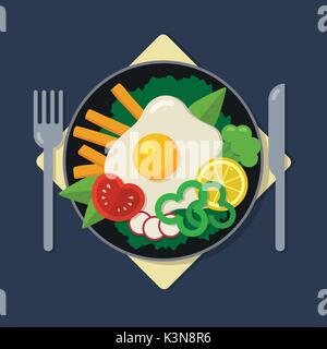 Healthy breakfast flat illustration Stock Vector