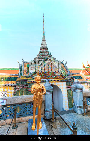 A Golden Kinnari statue att he Temple of the Emerald Buddha (Wat Phra Kaew) , Bangkok, Thailand Stock Photo