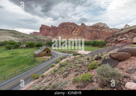 The old barn at Fruita ghost town. Teasdale, Capitol Reef National Park, Wayne County, Utah, USA. Stock Photo