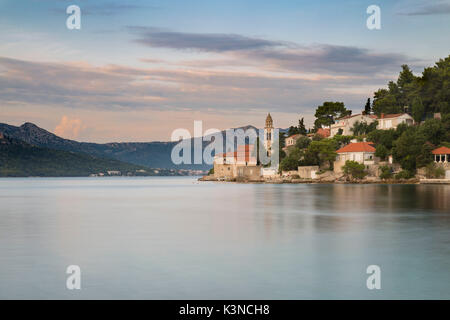 The Monastery Sveti Nikola at sunset (Korcula, Korcula Island, Dubrovnik-Neretva county, Dalmatia region, Croatia, Europe) Stock Photo