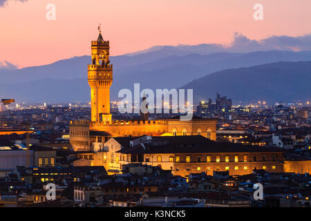 Europe, Italy, Tuscany. Florence historical center as seen from Piazzale Michelangelo panoramic point Stock Photo