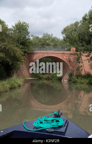 Beavan's Bridge at Westleaze Swindon UK. August 2017. The brick built bridge crossing the recently restored Wilts & Berks Canal Stock Photo