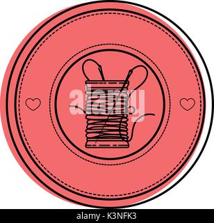 seal stamp with thread spool icon over white background vector illustration Stock Vector