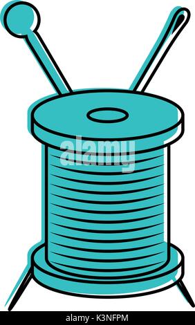 thread spool and needle icon over white background vector illustration Stock Vector