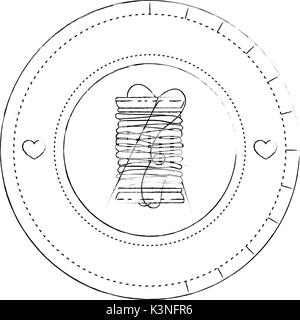 seal stamp with thread spool icon over white background vector illustration Stock Vector