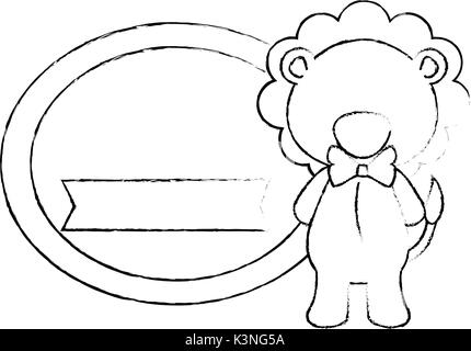 baby shower card with cute lion icon over white background vector illustration Stock Vector