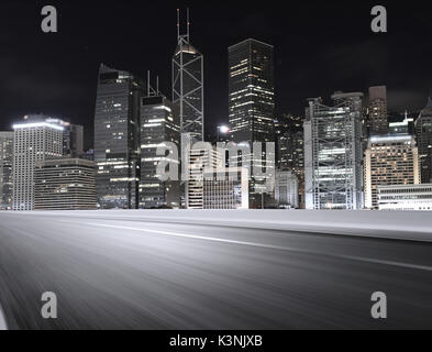 Inner city road in Central of Hong Kong. Stock Photo