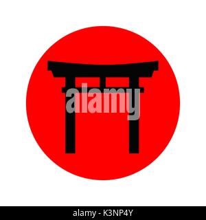 Japanese Torii gate icon. Vector emblem Stock Vector