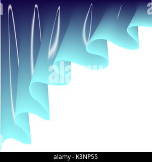 Light blue curtain. Drape silk texture on white background.Vector illustration Stock Vector