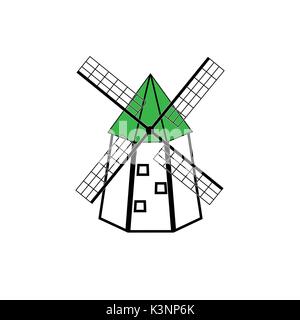 Windmill tower isolated vector icon. Stock Vector