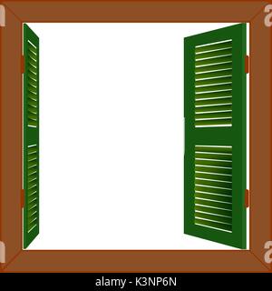 Vector copyspace for text or image. Open wooden window.Square frame Stock Vector